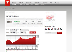 Screenshot: Investorbereich der Tesla Webseite